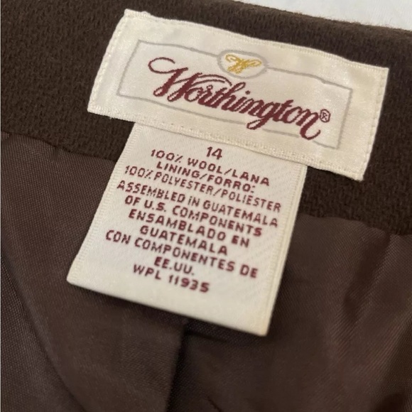 Vintage Worthington vest Wool Women's 14 Chocolate Brown Fully Lined waistcoat - Picture 2 of 15